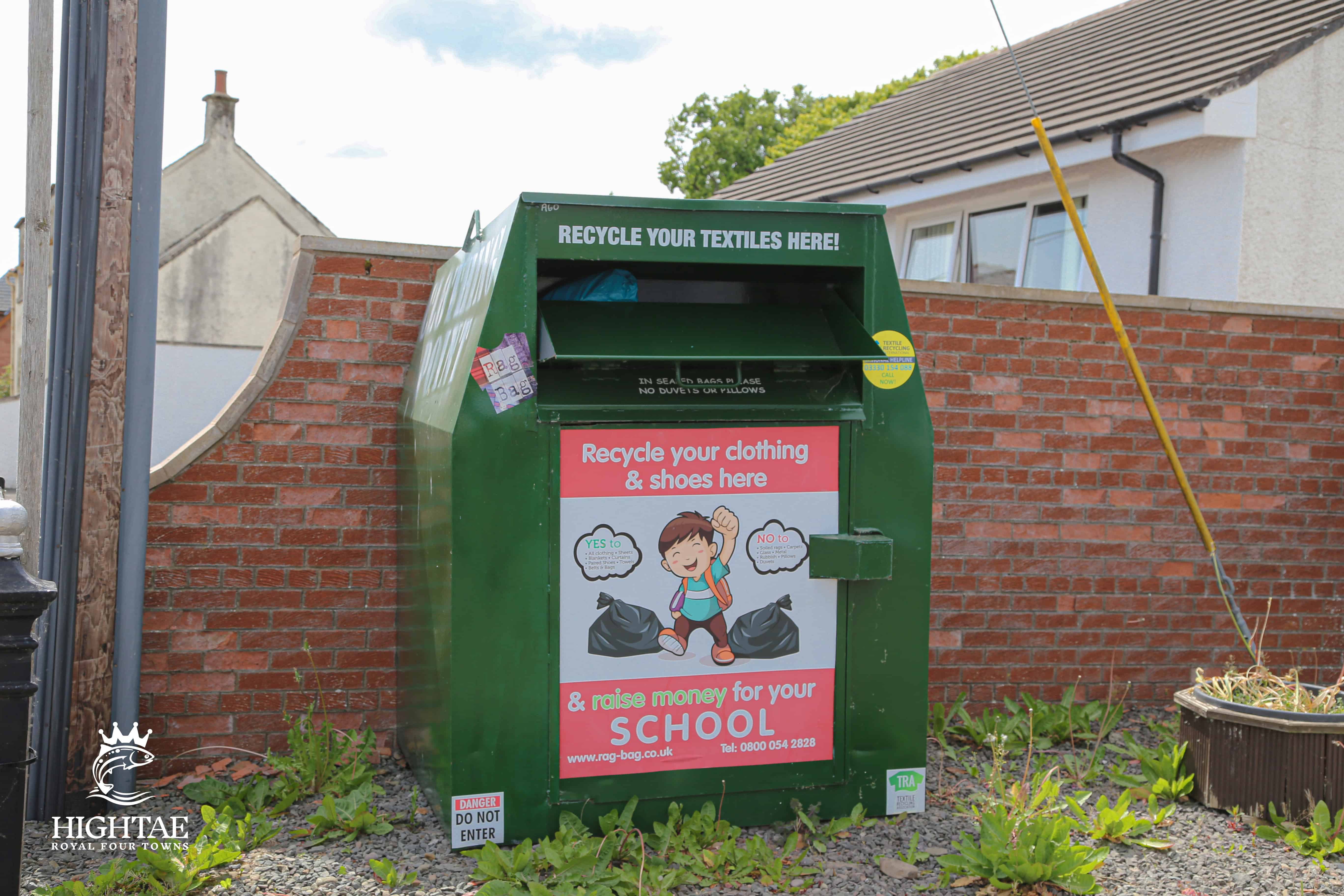 Textile Recycling Bank next to the Royal Four Towns Hall, Hightae